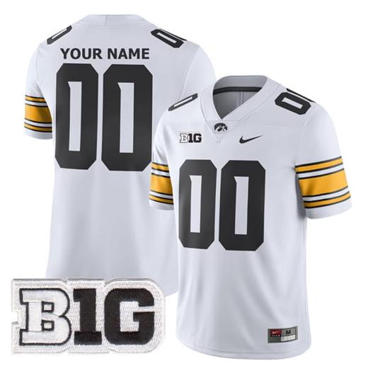 Men's Custom Iowa Hawkeyes Jersey Name and Number College Football White Game All Stitched