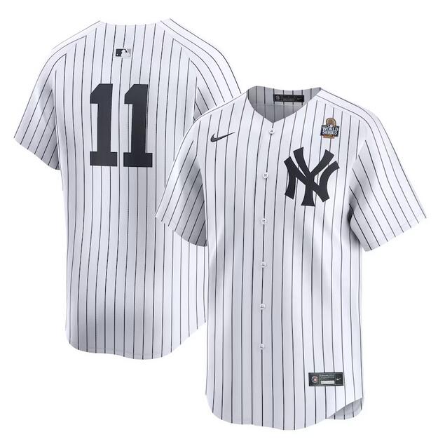 Men's New York Yankees #11 Anthony Volpe White 2024 World Series Home Limited Stitched Baseball Jersey