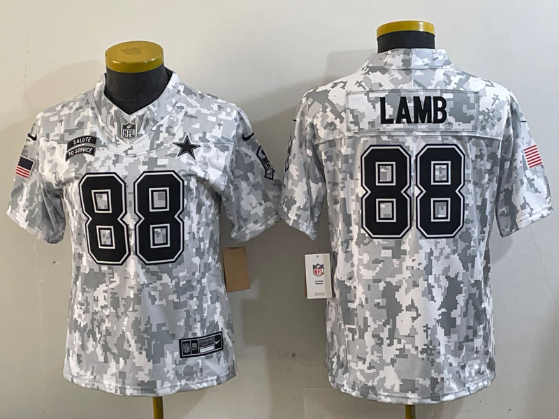 Women's Dallas Cowboys #88 CeeDee Lamb 2024 FUSE Arctic Camo Salute to Service Limited Stitched Jersey