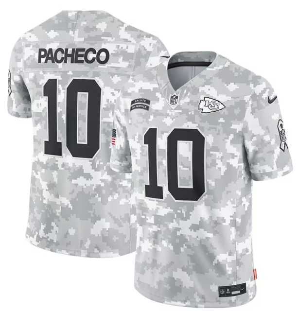 Men's Kansas City Chiefs #10 Isiah Pacheco Arctic Camo 2024 F.U.S.E. Salute to Service Limited Football Stitched Jersey