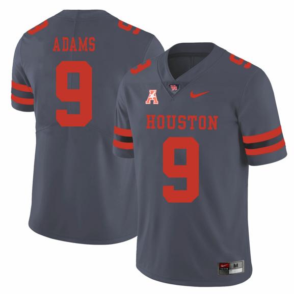 Men's Houston Cougars #9 Matthew Adams College Football Jersey Gray