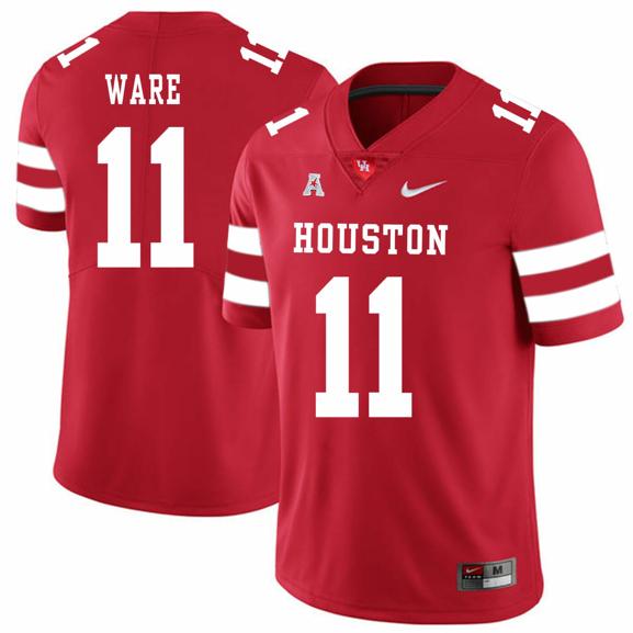 Men's Houston Cougars #11 Andre Ware College Football Jersey Red