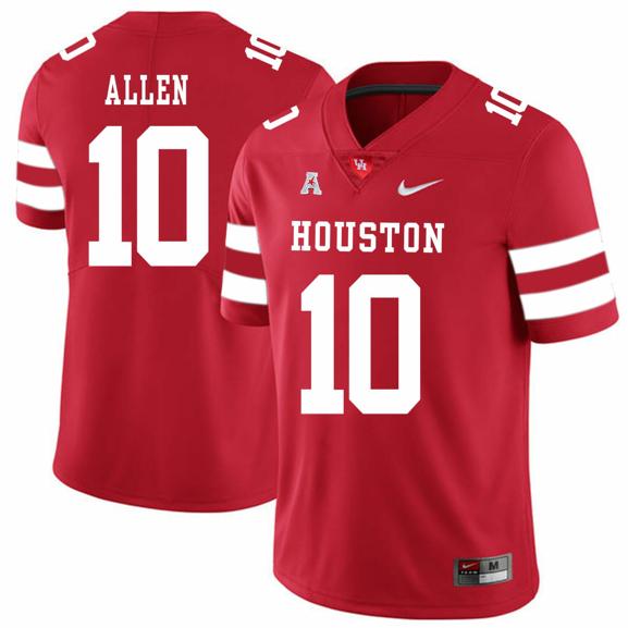 Men's Houston Cougars #10 Kyle Allen College Football Jersey Red