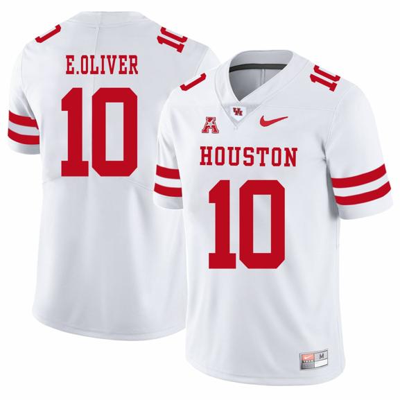 Men's Houston Cougars #10 Ed Oliver College Football Jersey White