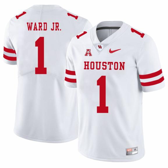 Men's Houston Cougars #1 Greg Ward Jr College Football Jersey White