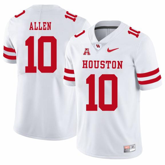 Men's Houston Cougars #10 Kyle Allen College Football Jersey White