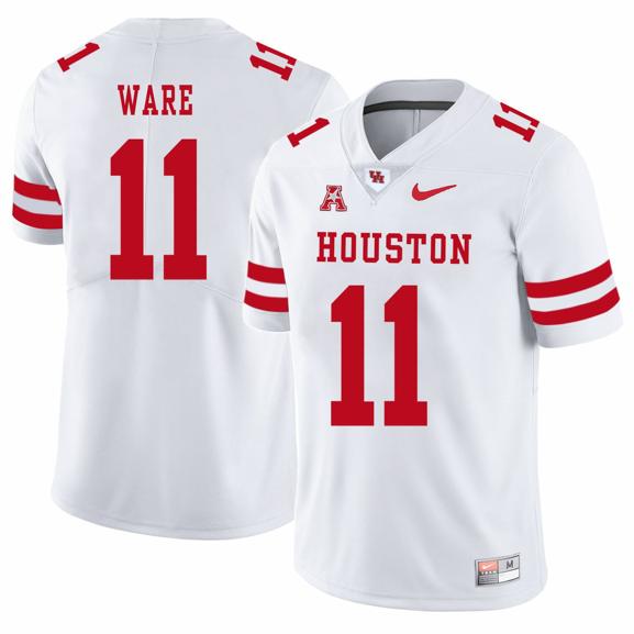 Men's Houston Cougars #11 Andre Ware College Football Jersey White