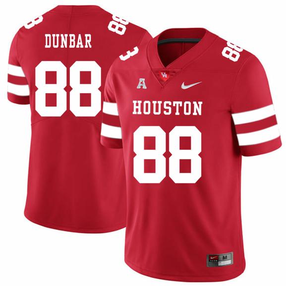 Men's Houston Cougars #88 Steven Dunbar College Football Jersey Red