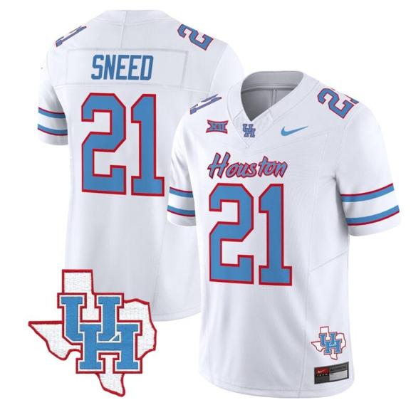 Men's Stacy Sneed Jersey #21 Houston Cougars Oilers Inspired Vapor College Football Limited Stitched White