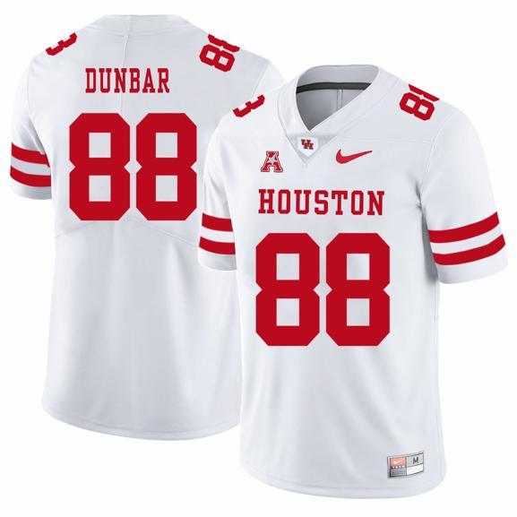 Men's Houston Cougars #88 Steven Dunbar College Football Jersey White