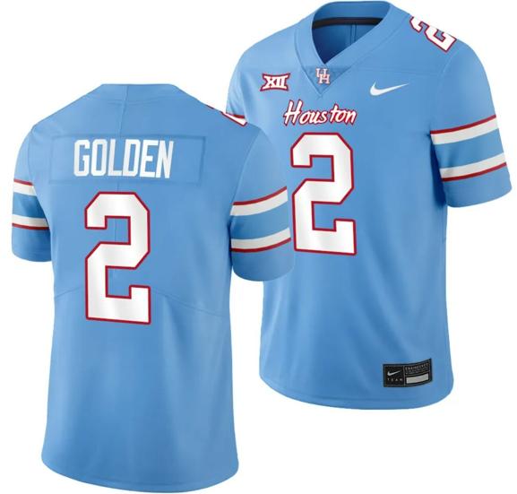 Men's Houston Cougars Oilers Themed #2 Matthew Golden Jersey NCAA Football  Blue