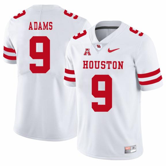 Men's Houston Cougars #9 Matthew Adams College Football Jersey White