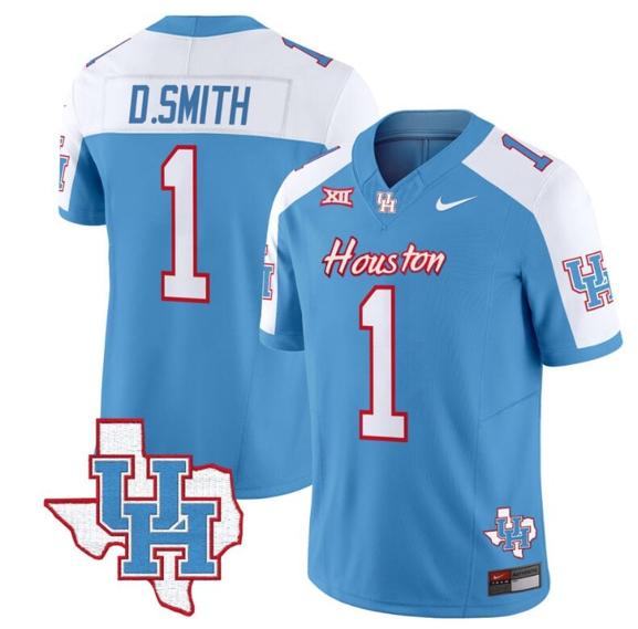 Men's Donovan Smith Jersey #1 Houston Cougars Oilers Inspired Vapor College Football Limited Stitched Blue Alternate