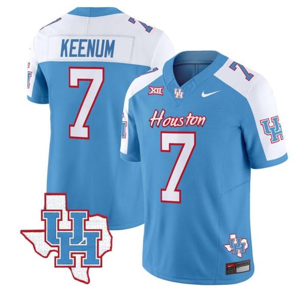 Men's Case Keenum Jersey #7 Houston Cougars Oilers Jersey Inspired Vapor College Football Limited Stitched Blue Alternate