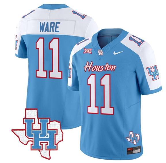 Men's Andre Ware Jersey #11 Houston Cougars Oilers Jersey Inspired Vapor College Football Limited Stitched Blue Alternate