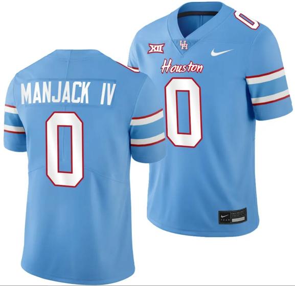 Men's Houston Cougars Oilers Themed #0 Joseph Manjack IV Jersey NCAA Football Blue