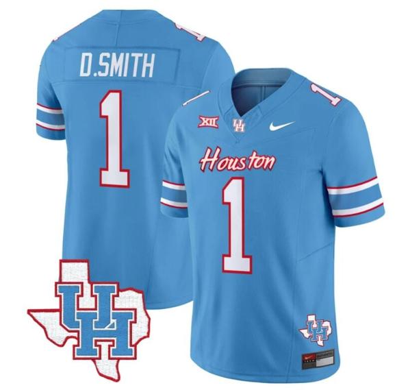 Men's Donovan Smith Jersey #1 Houston Cougars Oilers Inspired Vapor College Football Limited Stitched Blue