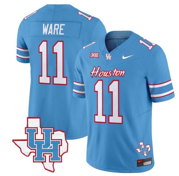 Men's Andre Ware Jersey #11 Houston Cougars Oilers Jersey Inspired Vapor College Football Limited Stitched Blue