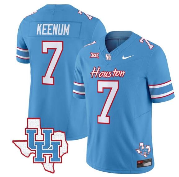 Men's Case Keenum Jersey #7 Houston Cougars Oilers Jersey Inspired Vapor College Football Limited Stitched Blue