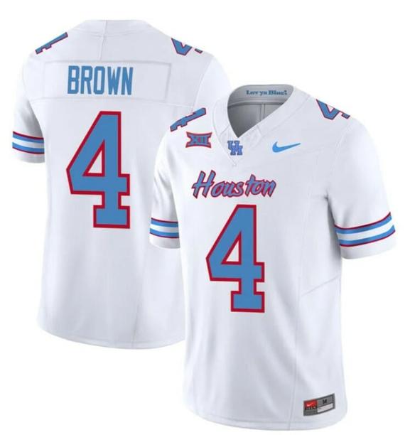 Men's Houston Cougars Oilers Samuel Brown Jersey #4 Inspired Vapor College Football 2023 All Stitched White