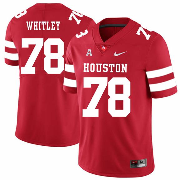 Men's Houston Cougars #78 Wilson Whitley College Football Jersey Red