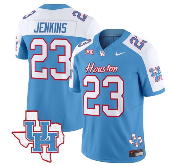 Men's Parker Jenkins Jersey #23 Houston Cougars Oilers Inspired Vapor College Football Limited Stitched Blue Alterante