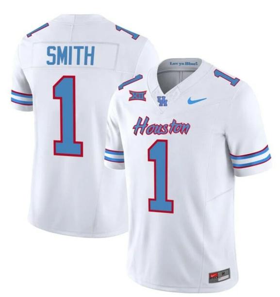 Men's Houston Cougars 2023 Oilers Donovan Smith Jersey #1 Inspired Vapor College Football All Stitched White