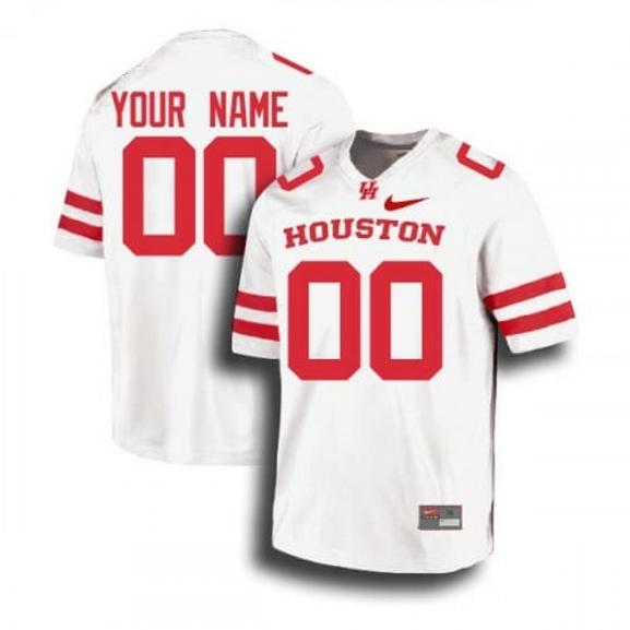 Men's Houston Cougars Custom Jersey White College Football