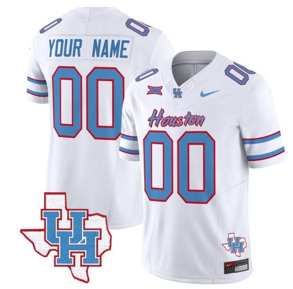 Men's Custom Houston Cougars Jersey Name and Number Inspired Vapor College Football Limited All Stitched White