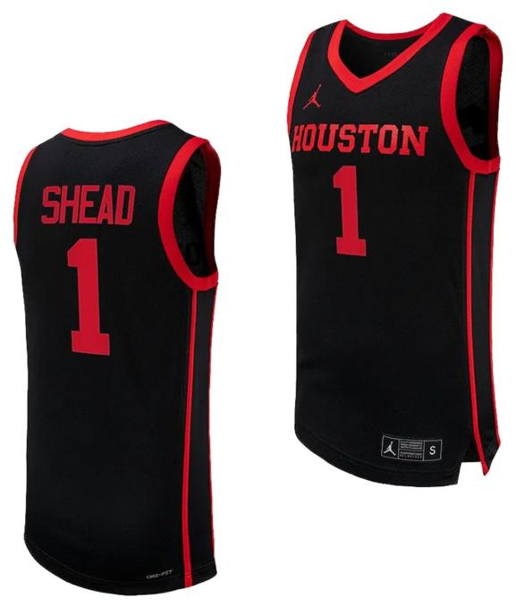 Men's Jamal Shead Jersey #1 Houston Cougars Basketball Replica uniform Black