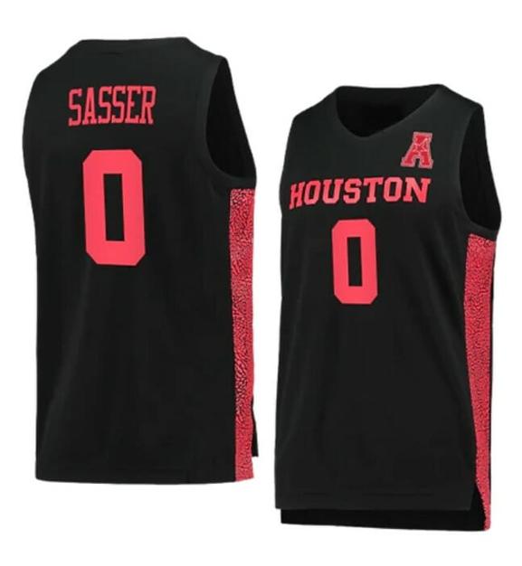 Men's #0 Marcus Sasser Jersey Houston Cougars College Basketball Black