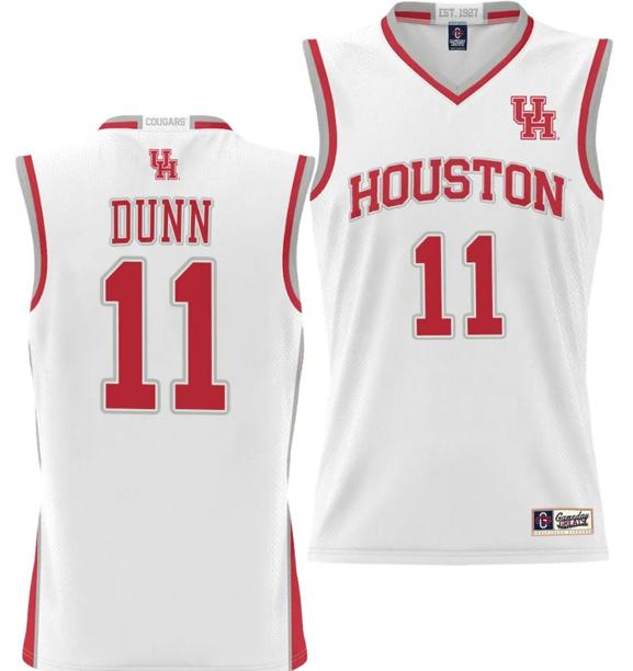 Men's Damian Dunn Jersey #11 Houston Cougars NIL College Basketball Lightweight White