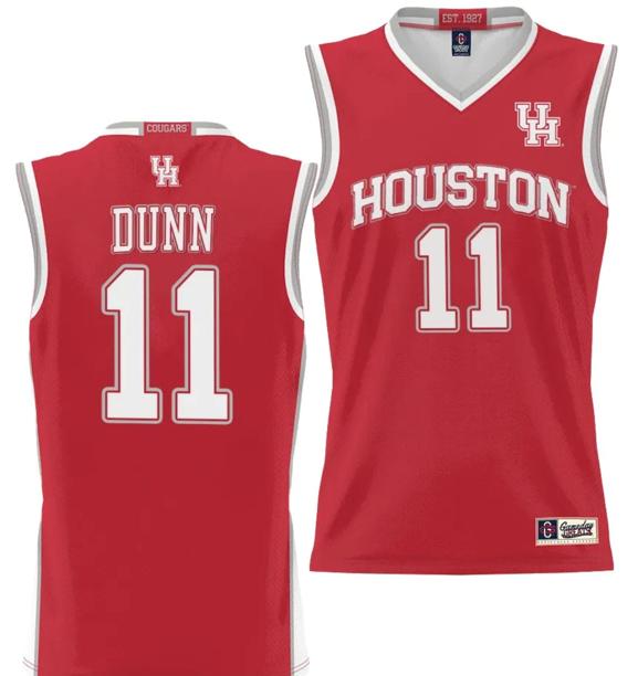 Men's Damian Dunn Jersey #11 Houston Cougars NIL College Basketball Lightweight Red