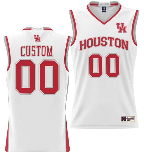 Men's Custom Houston Cougars Jersey Name and Number NIL College Basketball Lightweight White