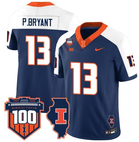 Men's Pat Bryant Jersey #13 Illinois Fighting Vapor Limited College Football Stitched Navy Alternate