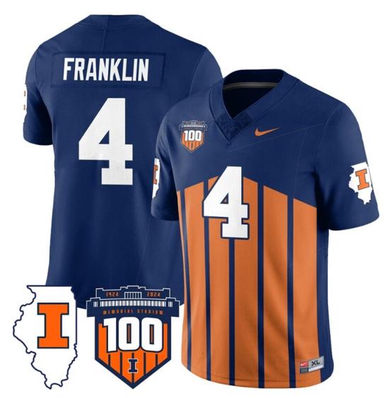 Men's Zakhari Franklin Jersey #4 Illinois Fighting Vapor Limited College Football Stitched Throwback