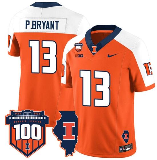 Men's Pat Bryant Jersey #13 Illinois Fighting Vapor Limited College Football Stitched Orange Alternate