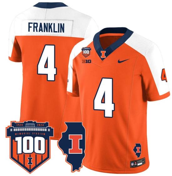 Men's Zakhari Franklin Jersey #4 Illinois Fighting Vapor Limited College Football Stitched Orange Alternate