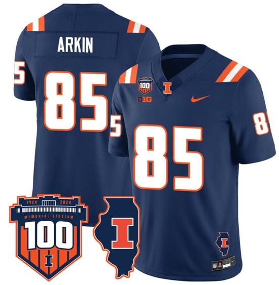 Men's Tanner Arkin Jersey #85 Illinois Fighting Vapor Limited College Football Stitched Navy