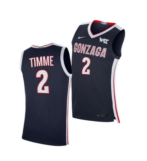 Men's #2 Drew Timme Gonzaga Bulldogs College Basketball Jerseys Navy