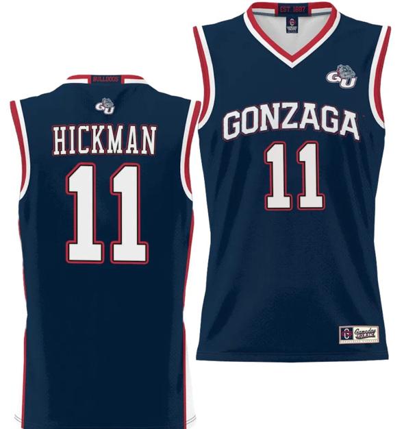 Men's Nolan Hickman Jersey #11 Gonzaga Bulldogs NIL College Basketball Lightweight Black