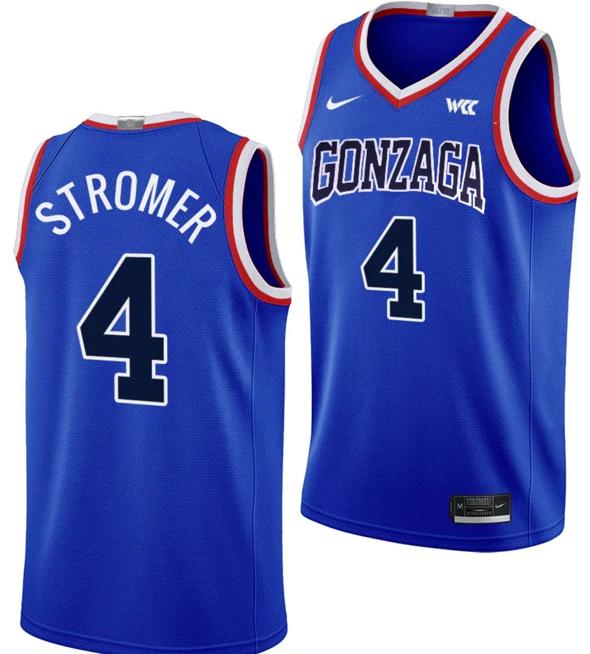 Men's Dusty Stromer Jersey #4 Gonzaga Bulldogs Throwback Basketball uniform 2023-24 Blue