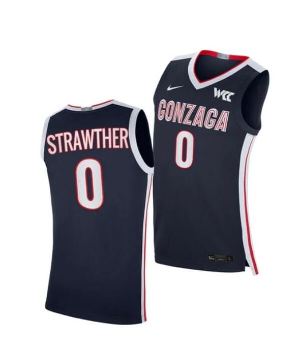 Men's #0 Julian Strawther Gonzaga Bulldogs College Basketball Jerseys Navy