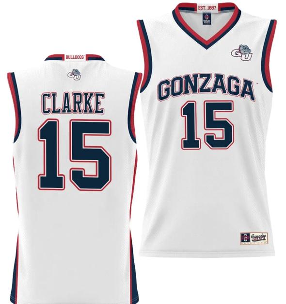 Men's Brandon Clarke Jersey #15 Gonzaga Bulldogs NIL College Basketball Lightweight White