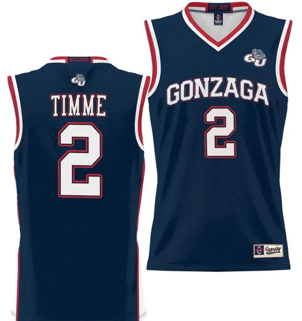 Men's Drew Timme Jersey #2 Gonzaga Bulldogs NIL College Basketball Lightweight Black