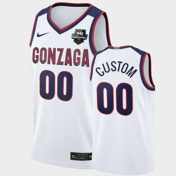 Men's Customized Name Number Gonzaga Bulldogs White Wcc Basketball Conference Tournament Champions Limited Jersey