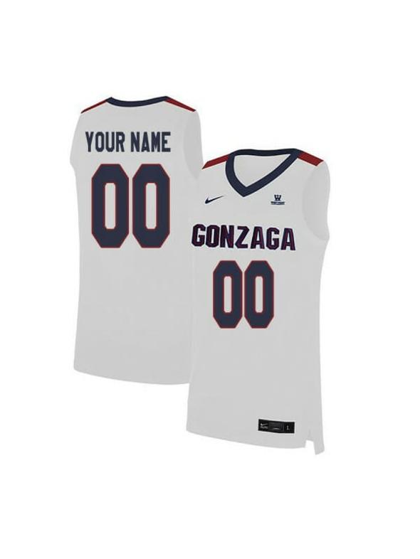 Men's Customized Gonzaga Bulldogs Jersey College Basketball Name and Number Elite White