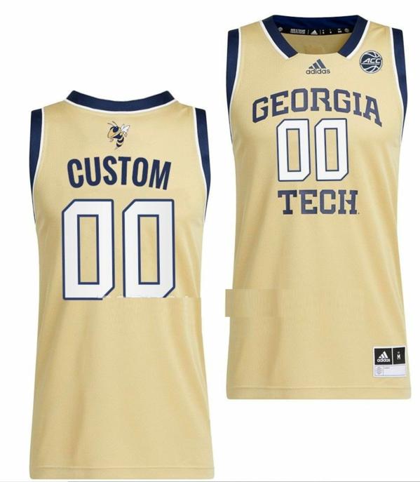 Men's Customized Georgia Tech Yellow Jackets Jersey Name and Number College Basketball Gold Away