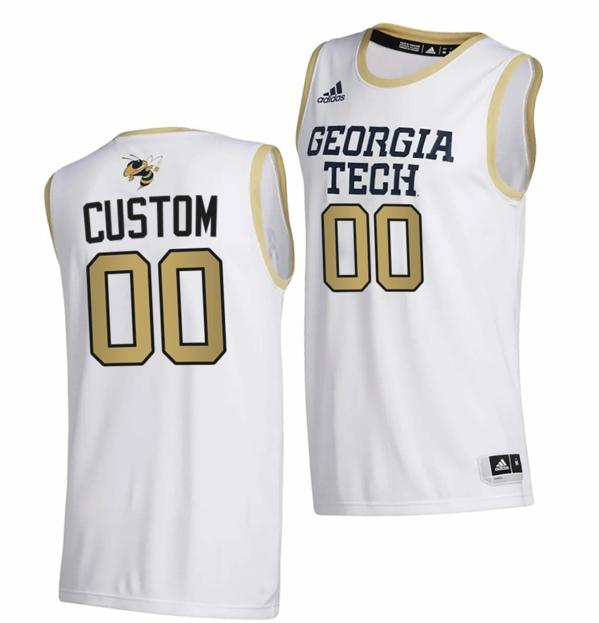 Men's Customized Georgia Tech Yellow Jackets Jersey Name and Number College Basketball White