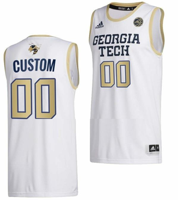 Men's Customized Georgia Tech Yellow Jackets Jersey Name and Number College Basketball White Swingman